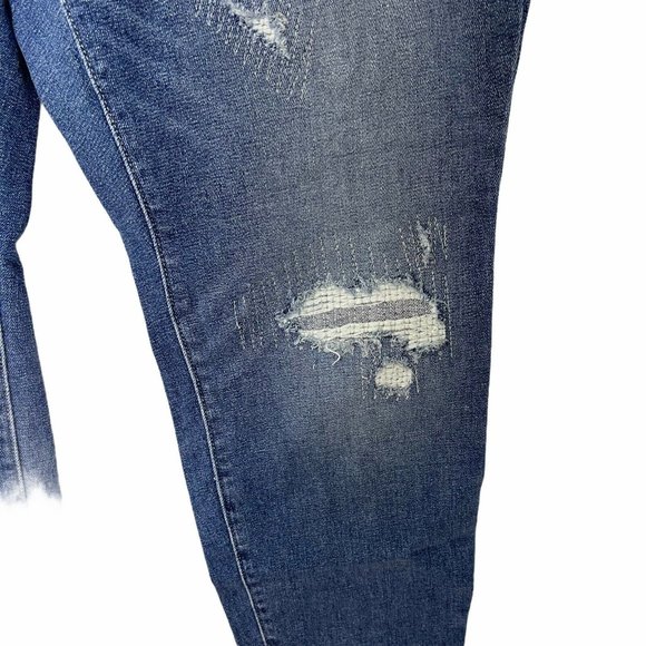 LANE BRYANT FLEX SIZE 26W SKINNY MID RISE MEDIUM WASH DESTRUCTED WOMEN JEANS NWT - Picture 5 of 12